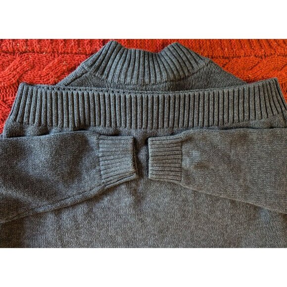 Vintage Chaps Mens XXL Sweater Navy 1/4 Button Elbow Patch Ribbed Hem Neck & Arm - Picture 12 of 12